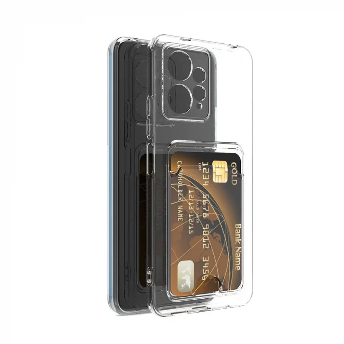Xiaomi Redmi Note 12 5G Kılıf Kartlıklı Şeffaf Setra Clear Silikon Kapak