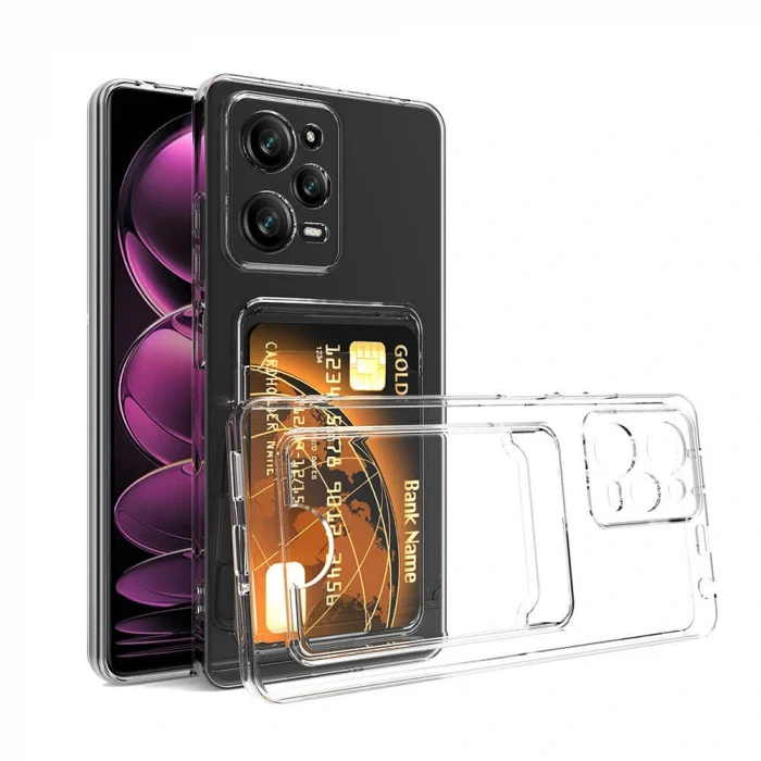 Xiaomi Redmi Note 12 Pro 5G Kılıf Kartlıklı Şeffaf Setra Clear Silikon Kapak