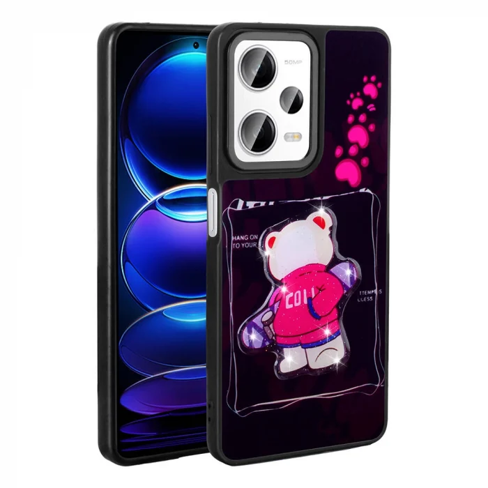 Xiaomi Redmi Note 12 Pro 5G Kılıf Parlayan Kabartmalı İkonik Figürlü Amas Silikon Kapak
