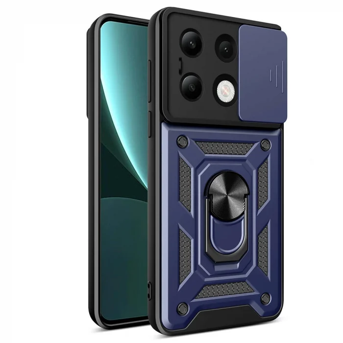 Xiaomi Redmi Note 13 4G Kılıf Magnetik Standlı Kamera Korumalı Sürgülü Vega Kapak