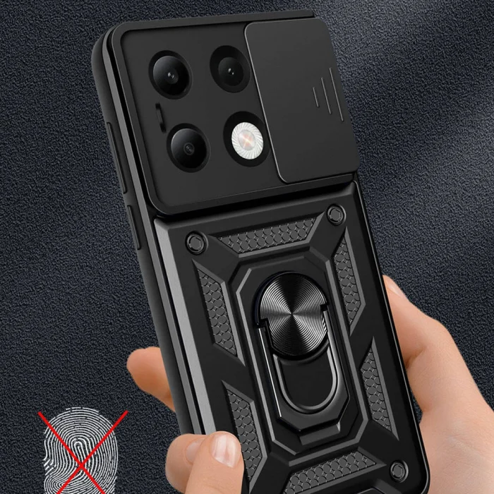 Xiaomi Redmi Note 13 4G Kılıf Magnetik Standlı Kamera Korumalı Sürgülü Vega Kapak