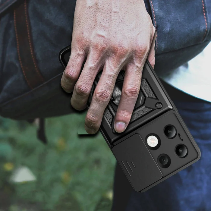 Xiaomi Redmi Note 13 4G Kılıf Magnetik Standlı Kamera Korumalı Sürgülü Vega Kapak