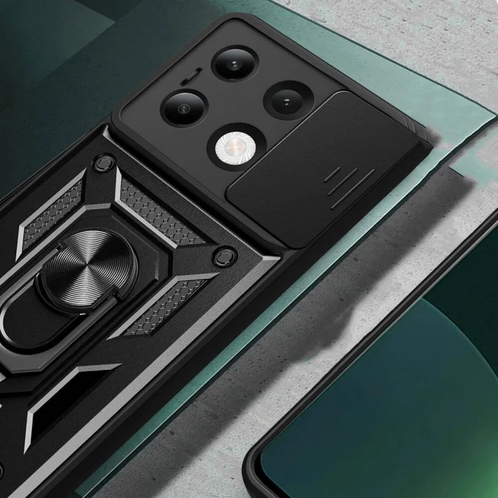 Xiaomi Redmi Note 13 4G Kılıf Magnetik Standlı Kamera Korumalı Sürgülü Vega Kapak