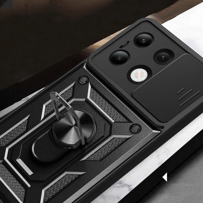 Xiaomi Redmi Note 13 4G Kılıf Magnetik Standlı Kamera Korumalı Sürgülü Vega Kapak