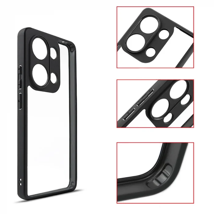 Xiaomi Redmi Note 13 Pro 4G Kılıf Kamera Korumalı Şeffaf Arka Yüzey New Roll Kapak