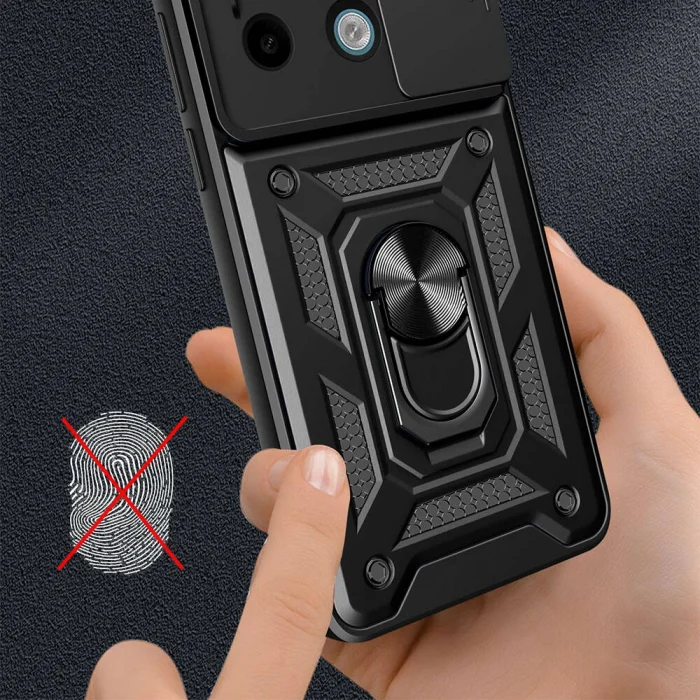 Xiaomi Redmi Note 13 Pro 5G Kılıf Magnetik Standlı Kamera Korumalı Sürgülü Vega Kapak
