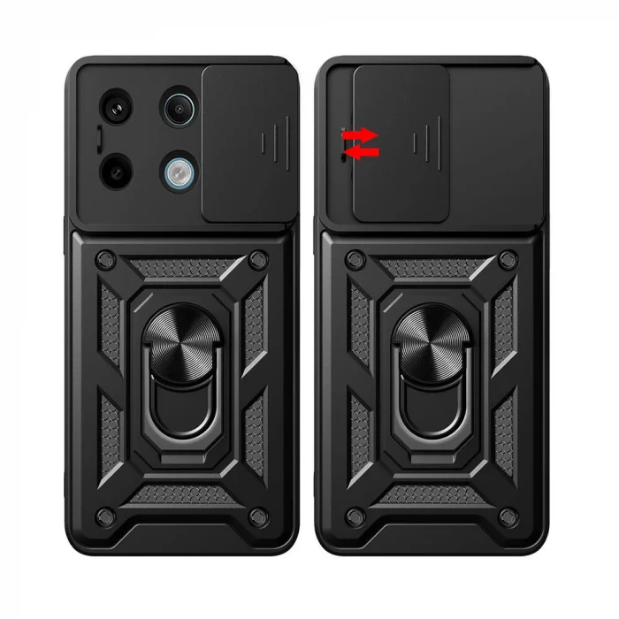 Xiaomi Redmi Note 13 Pro 5G Kılıf Magnetik Standlı Kamera Korumalı Sürgülü Vega Kapak