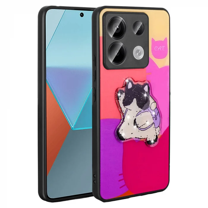 Xiaomi Redmi Note 13 Pro 5G Kılıf Parlayan Kabartmalı İkonik Figürlü Amas Silikon Kapak