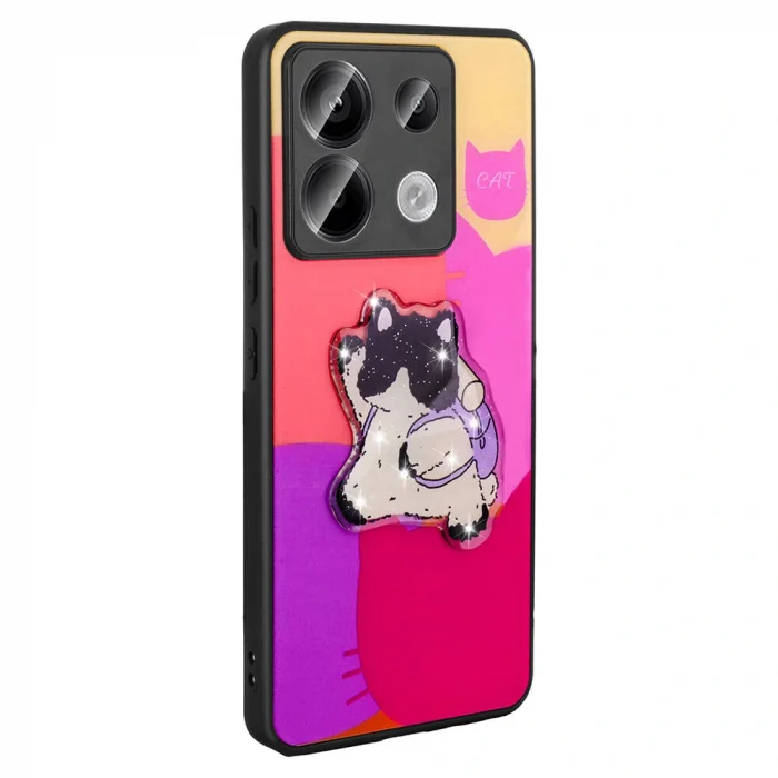 Xiaomi Redmi Note 13 Pro 5G Kılıf Parlayan Kabartmalı İkonik Figürlü Amas Silikon Kapak