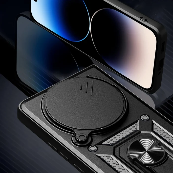 Xiaomi Redmi Note 14 Pro Plus Kılıf Magnetik Standlı Kamera Korumalı Sürgülü Vega Kapak