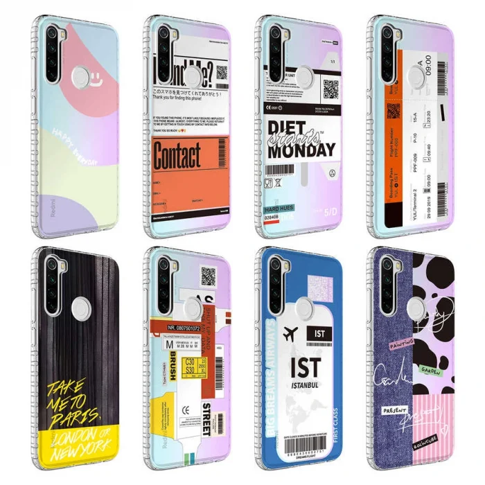 Xiaomi Redmi Note 8 Kılıf Airbag Kenarlı Renkli Desenli Silikon Elegans Kapak