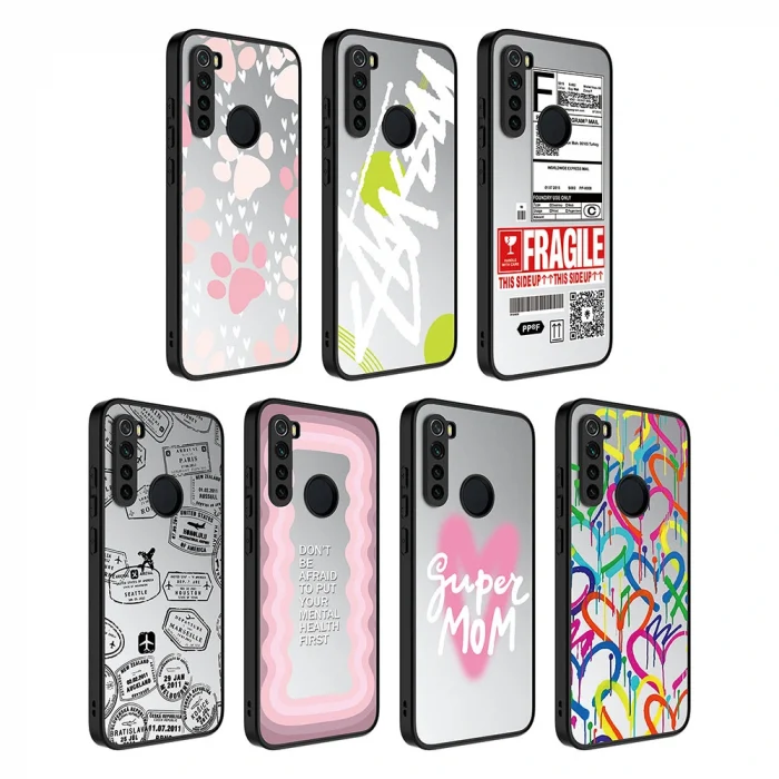 Xiaomi Redmi Note 8 Kılıf Aynalı Desenli Kamera Korumalı Parlak Mirror Kapak