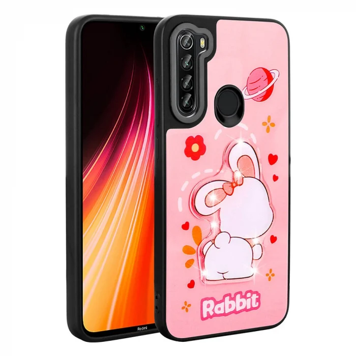 Xiaomi Redmi Note 8 Kılıf Parlayan Kabartmalı İkonik Figürlü Amas Silikon Kapak