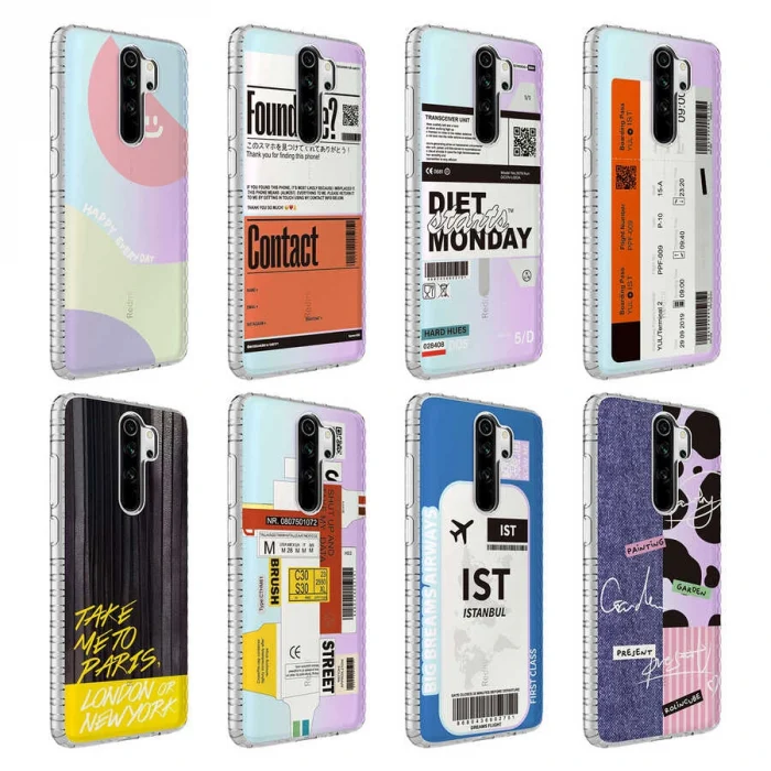 Xiaomi Redmi Note 8 Pro Kılıf Airbag Kenarlı Renkli Desenli Silikon Elegans Kapak