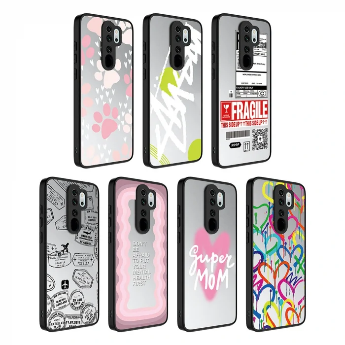 Xiaomi Redmi Note 8 Pro Kılıf Aynalı Desenli Kamera Korumalı Parlak Mirror Kapak