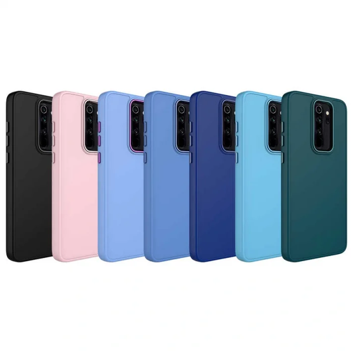 Xiaomi Redmi Note 8 Pro Kılıf Metal Çerçeve ve Buton Tasarımlı Silikon Luna Kapak