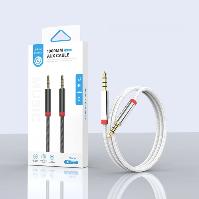 AU-707 Örgü Tasarımlı Aux Audio Kablo 3.5mm 1m