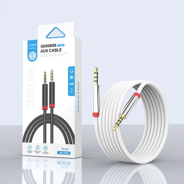 AU-708 Örgü Tasarımlı Aux Audio Kablo 3.5mm 3m