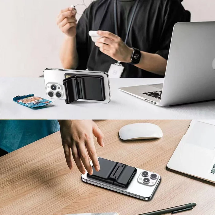 CRD-05 Sade Tasarımlı 2 Hazneli PU Magnetik Standlı Kartlık