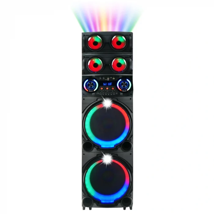 GD-2126 Dijital LED Göstergeli FM Radyolu Mikrofonlu RGB TWS Çift 12 inç Stereo Bass Kablosuz Karaoke Hoparlör
