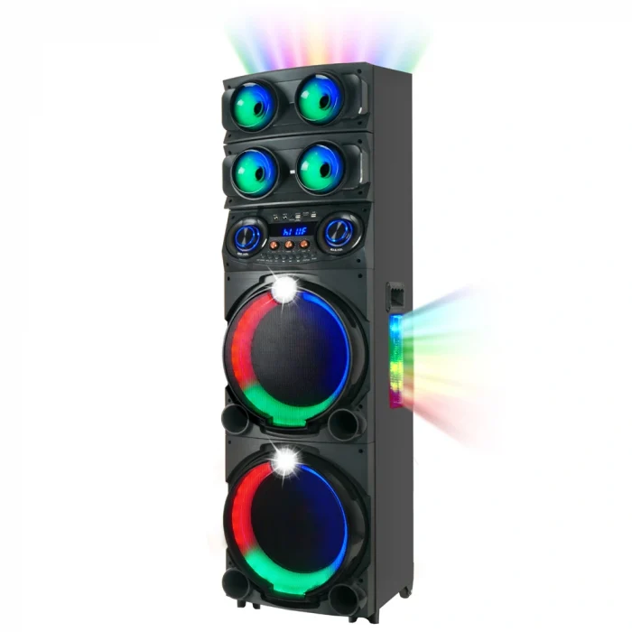 GD-2126 Dijital LED Göstergeli FM Radyolu Mikrofonlu RGB TWS Çift 12 inç Stereo Bass Kablosuz Karaoke Hoparlör