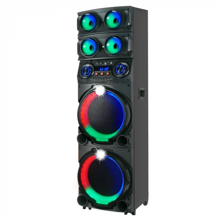 GD-2126 Dijital LED Göstergeli FM Radyolu Mikrofonlu RGB TWS Çift 12 inç Stereo Bass Kablosuz Karaoke Hoparlör