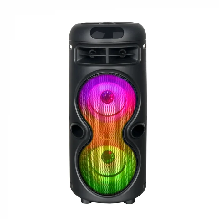 GD-2402 Dijital LED Göstergeli FM Radyolu Mikrofonlu RGB TWS Çift 4 inç Stereo Bass Kablosuz Karaoke Hoparlör