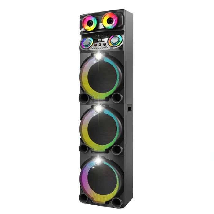 GD-3127 Dijital LED Göstergeli Mikrofonlu RGB TWS Üçlü 12 inç Stereo Bass Kablosuz Karaoke Hoparlör