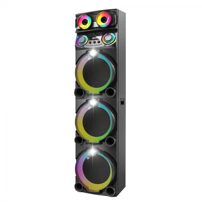 GD-3127 Dijital LED Göstergeli Mikrofonlu RGB TWS Üçlü 12 inç Stereo Bass Kablosuz Karaoke Hoparlör