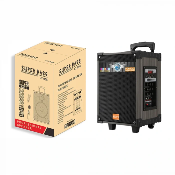 LT-908 Dijital LED Göstergeli FM Radyolu Mikrofonlu TWS 8 inç Stereo Bass Kablosuz Karaoke Hoparlör