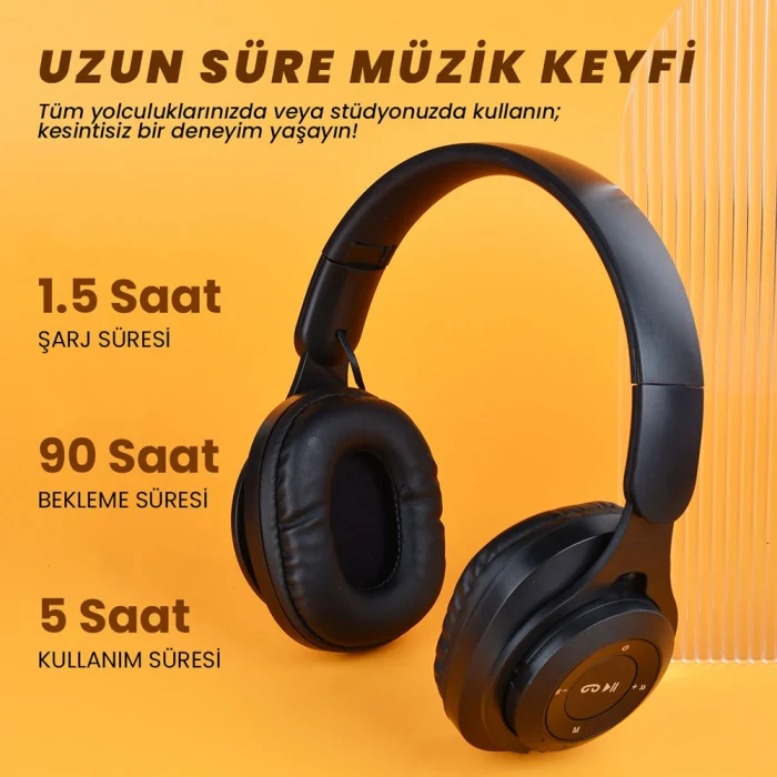 M6 Plus Ayarlanabilir ve Katlanabilir Kulak Üstü Bluetooth Kulaklık