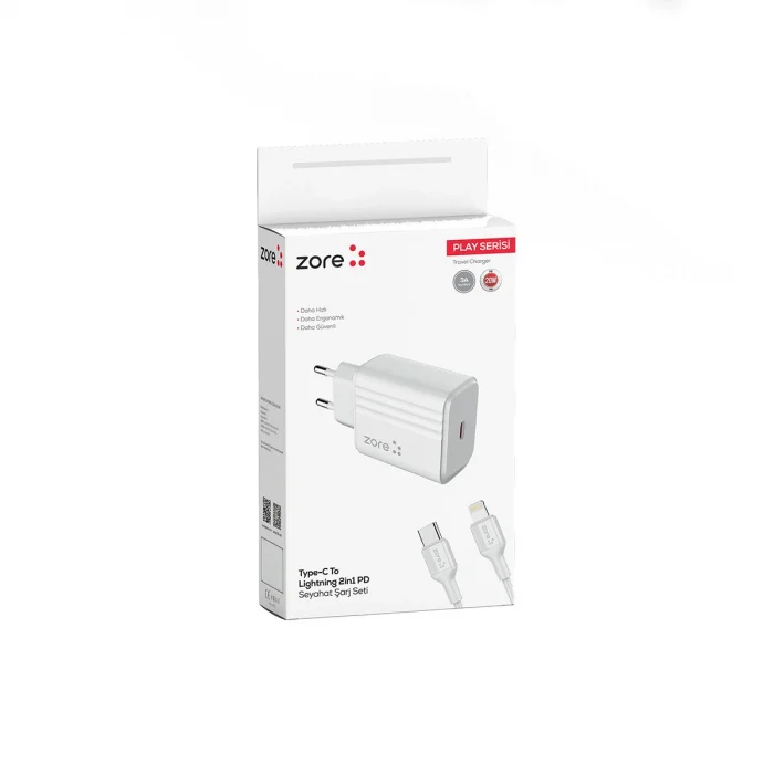Play Serisi PL2 Type-C to Lightning 2in1 PD Seyahat Şarj Aleti 20W