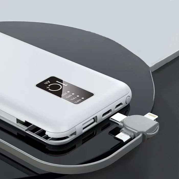 PW-05 Hızlı Şarj Led Göstergeli Micro Lightning Type-C Kablolu Taşınabilir Powerbank 10000mAh