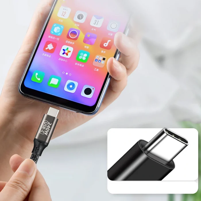 QG02 Type-C to Type-C PD3.1 Data Kablosu 240W 480Mbps 0.5 Metre