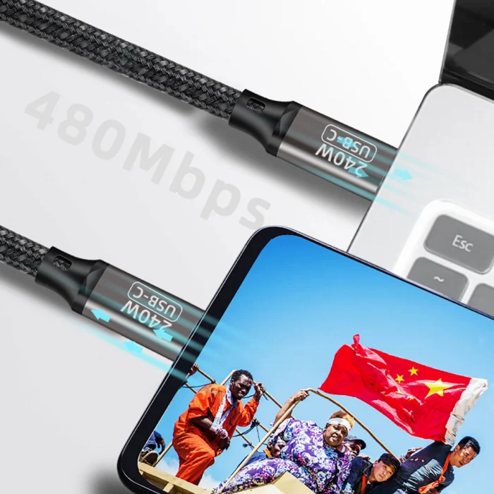 QG02 Type-C to Type-C PD3.1 Data Kablosu 240W 480Mbps 3 Metre
