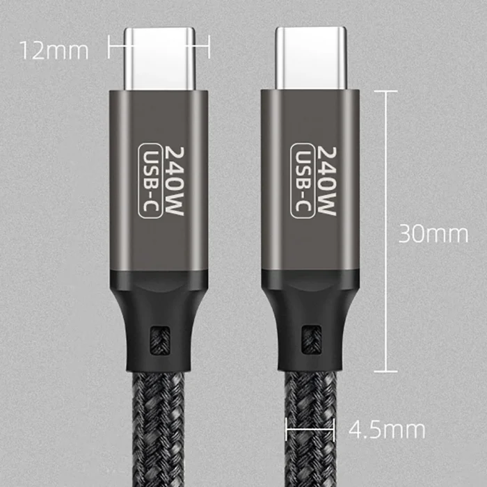QG02 Type-C to Type-C PD3.1 Data Kablosu 240W 480Mbps 3 Metre