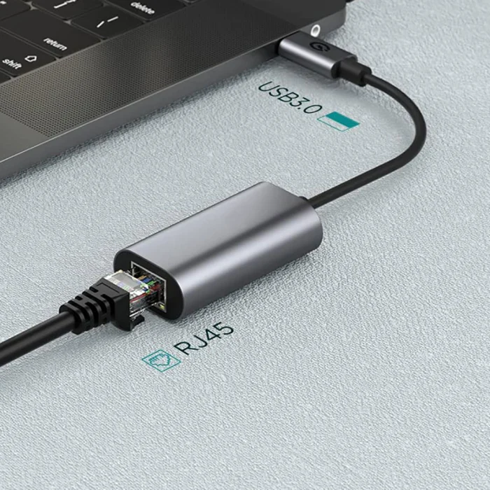 QG03 USB-A to RJ45 USB3.0 Ethernet Dönüştürücü Kablo 1000Mbps 22cm