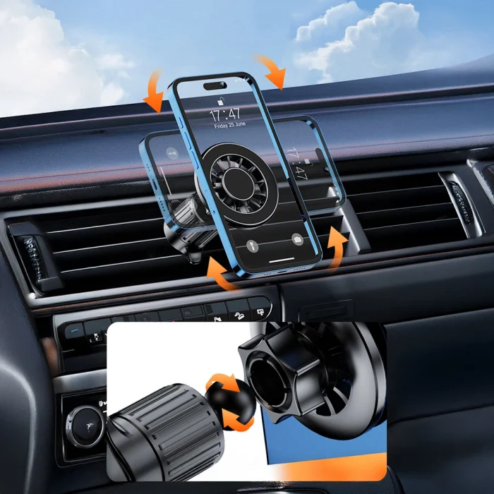 YC-19 Magnetik 360 Derece Oynar Başlıklı Telefon Tutucu Havalandırma Tasarım