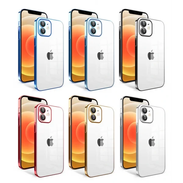 iPhone 12 Kılıf Kamera Korumalı Renkli Çerçeveli Garaj Kapak