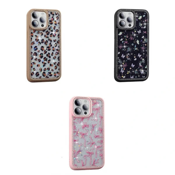 iPhone 14 Pro Kılıf Taşlı ve Simli Tasarım Azra Kapak