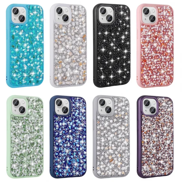 iPhone 15 Kılıf Parlak Taşlı Tasarım Linea Kapak