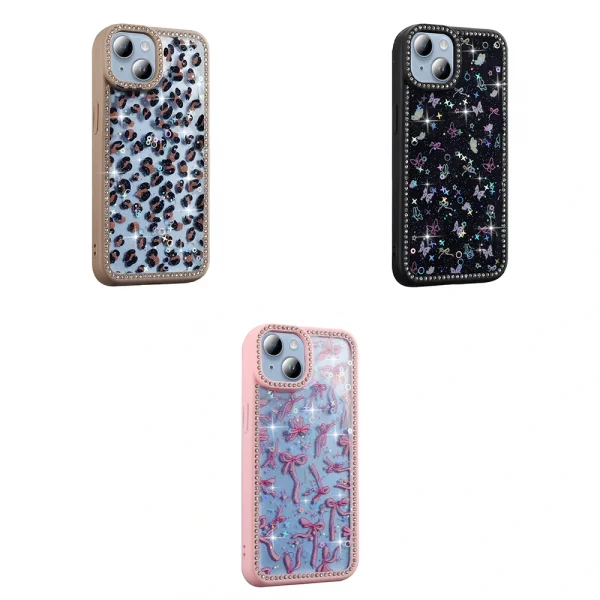 iPhone 15 Kılıf Taşlı ve Simli Tasarım Azra Kapak