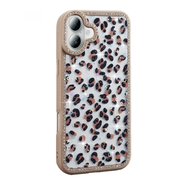 iPhone 16 Plus Kılıf Taşlı ve Simli Tasarım Azra Kapak