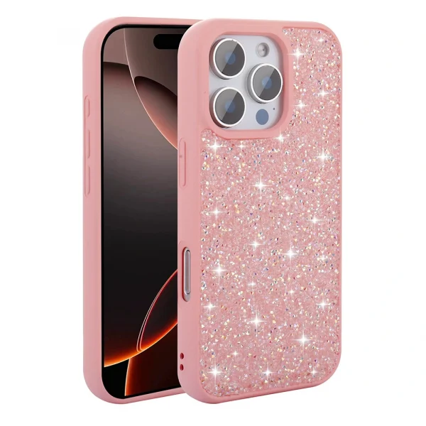 iPhone 16 Pro Kılıf Parlak Taşlı Tasarım Pırlanta Kapak