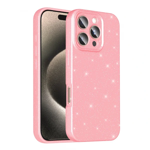 iPhone 16 Pro Max Kılıf Kamera Korumalı Simli Lüks Koton Kapak