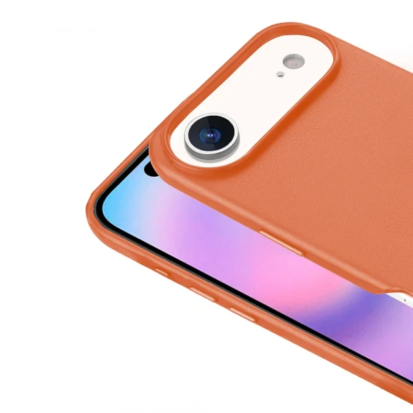 iPhone 17 Air Kılıf M-safe Şarj Özellikli PU Deri Görünümlü Kupra Kapak