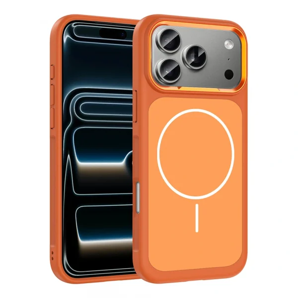 iPhone 17 Pro Max Kılıf M-Safe Şarj Özellikli Metal Kamera Çerçeveli Sanremo Silikon Kapak