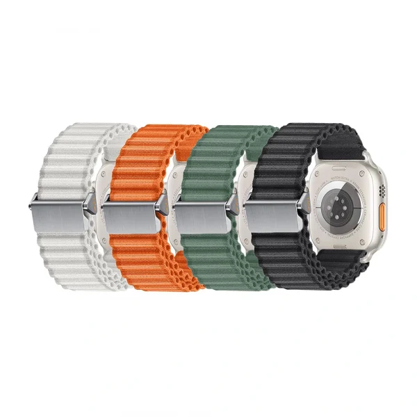 Watch Ultra 49mm Uyumlu-123 Naylon Kumaş Hasır Örgülü Kordon