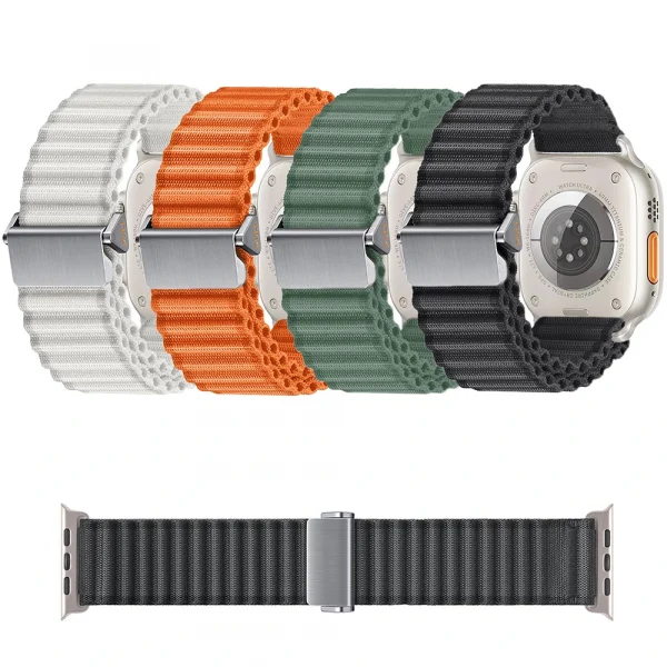 Watch Ultra 49mm Uyumlu-123 Naylon Kumaş Hasır Örgülü Kordon