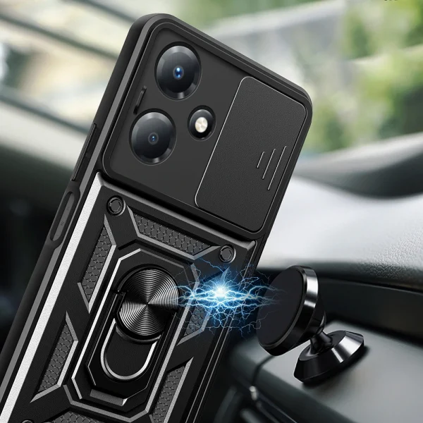 İnfinix Hot 30 Play Kılıf Magnetik Standlı Kamera Korumalı Sürgülü Vega Kapak